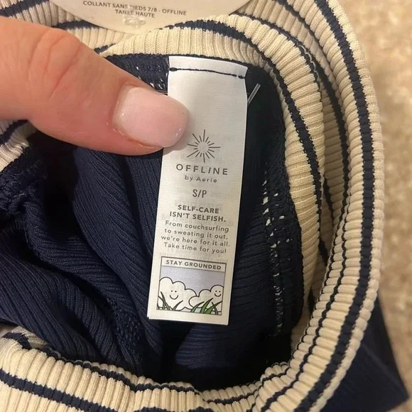 NWT Aerie Offline Womens Navy Ribbed 7/8 Legging Drawstring - Size Small - Picture 11 of 11